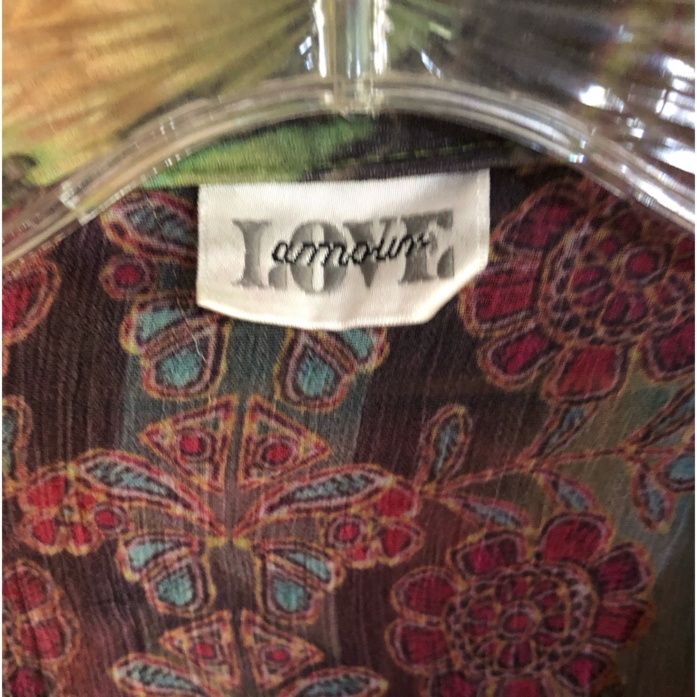 Love Amour Blouse Shirt Embroidered Multicolor Long Sleeve Button Up Size XLarge - Picture 14 of 15